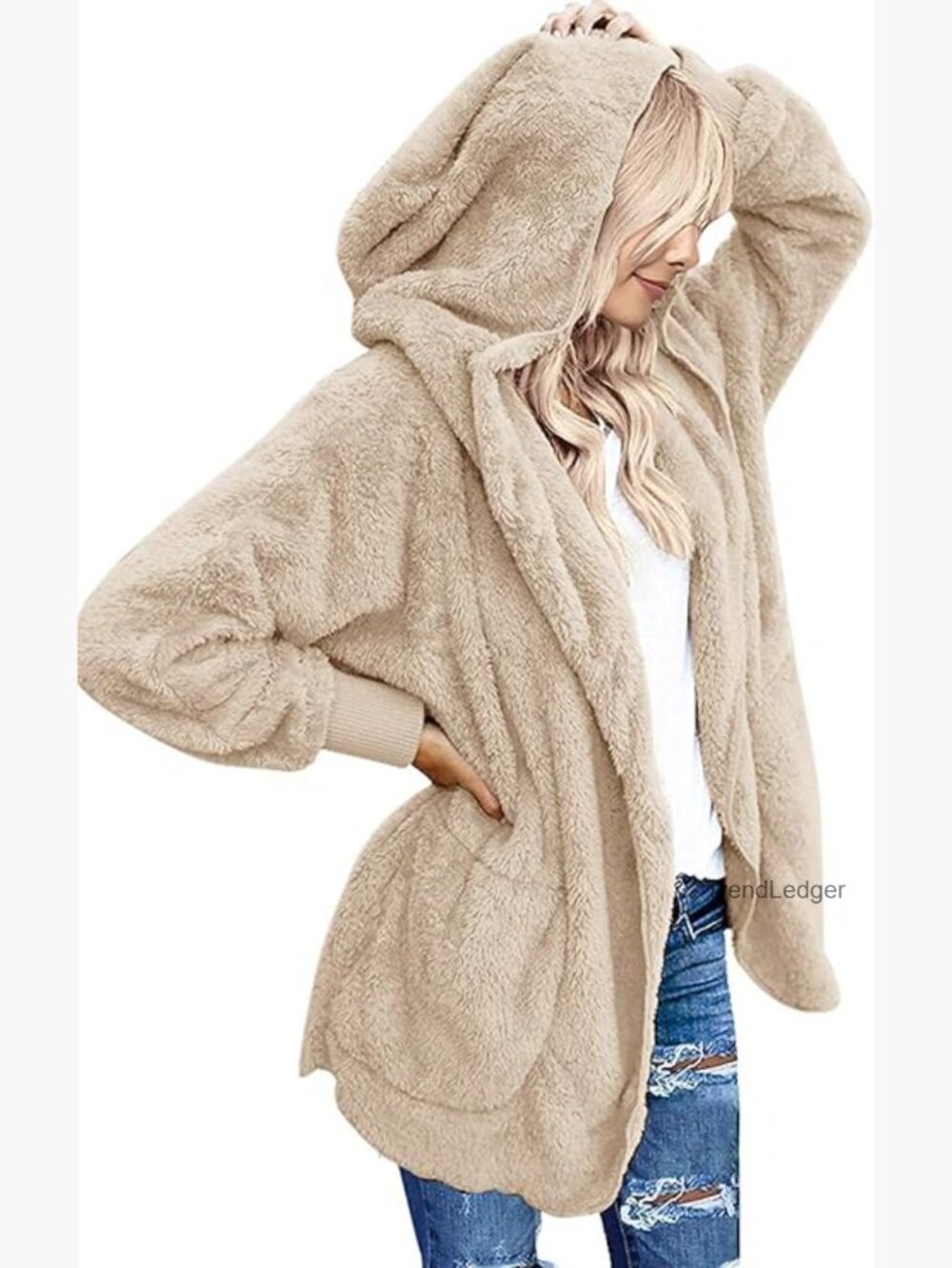Oversized Long Fuzzy Fleece Jacket Cardigan with Pockets